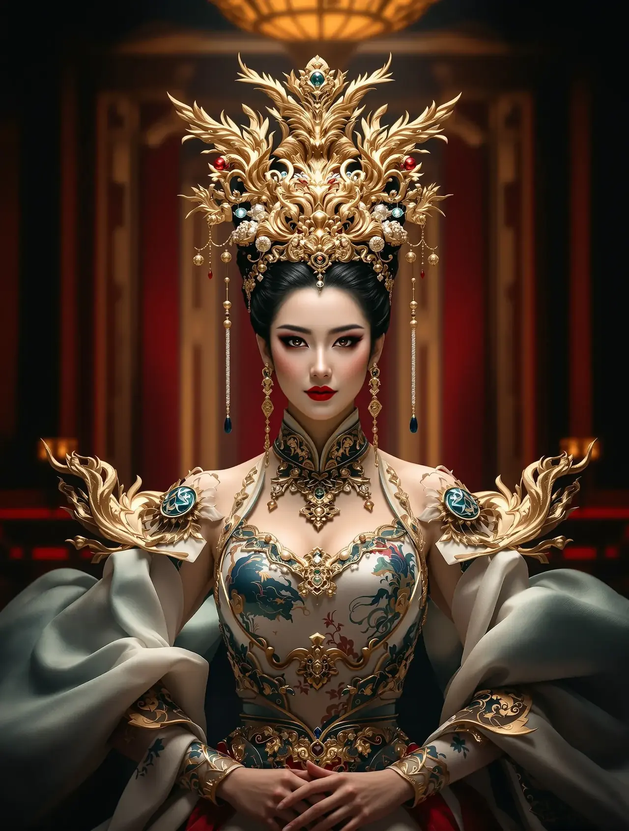 短剧《皇城交错：太子妃的双面人生》封面海报，古装题材，评分9.6分